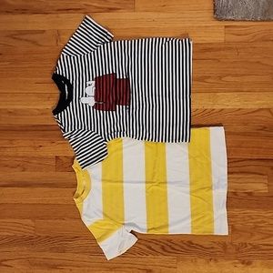 TWO Hanna Andersson SOFT striped T-shirts--sz 120cm and sz 130--one with SNOOPY!